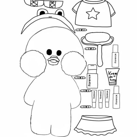 Paper Puck Fofo com Acessórios (Desenho para Colorir)