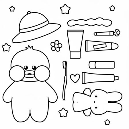 Paper Puck Fofo com Acessórios Divertidos (Desenho para Colorir)