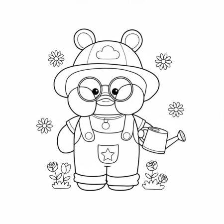 Paper Puck Urso Jardineiro (Desenho para Colorir)