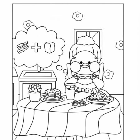 Paper Puck com mesa de café da manhã (Desenho para Colorir)