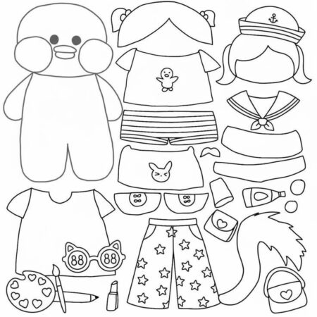 Paper Puck com roupas divertidas (Desenho para Colorir)