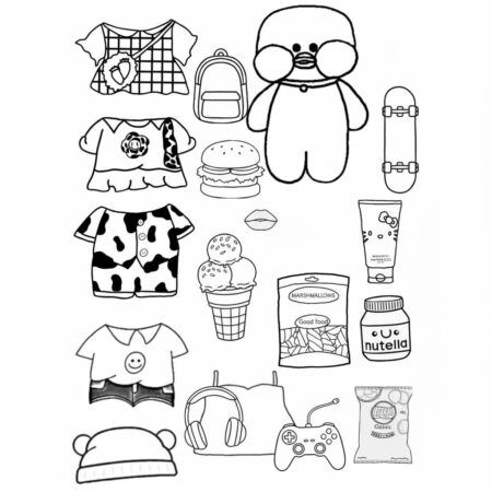 Paper Puck com roupas e acessórios (Desenho para Colorir)