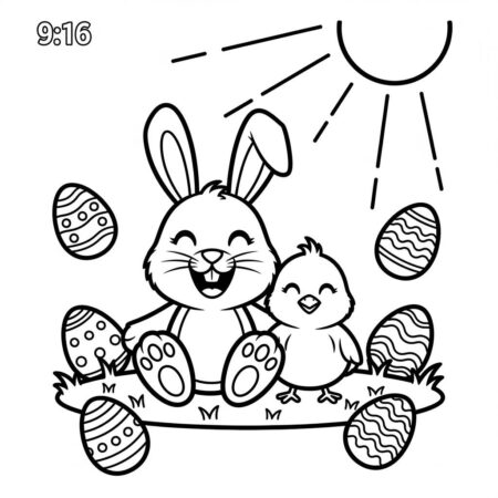 Pascoa Animais Amigos (Desenho para Colorir)