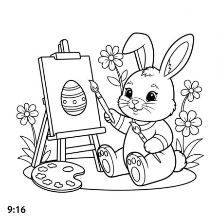 Pascoa Coelho Pintor (Desenho para Colorir)