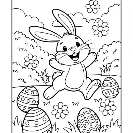 Pascoa Feliz Coelho (Desenho para Colorir)