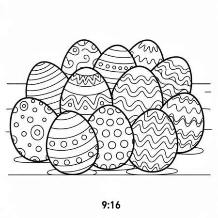 Pascoa Ovos Coloridos (Desenho para Colorir)