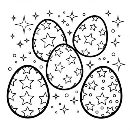 Pascoa Ovos e Estrelas (Desenho para Colorir)