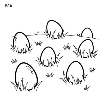 Pascoa Ovos e Grama (Desenho para Colorir)