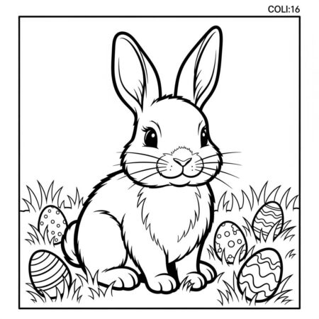 Pascoa Realista Coelho (Desenho para Colorir)