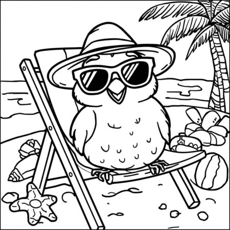 Passaro com Chapeu (Desenho para Colorir)