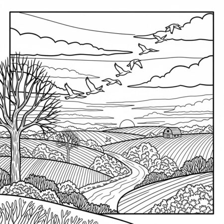 Passaros Migratorios (Desenho para Colorir)