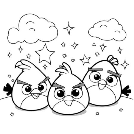 Passaros Raivosos Kawaii (Desenho para Colorir)