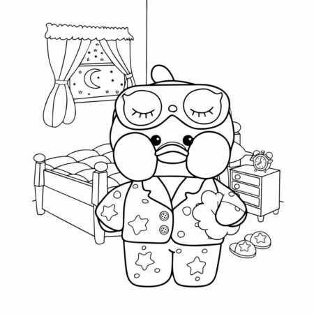 Pato de Papel Fofo com Pijamas para Imprimir