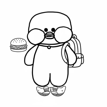 Pato de Papel com mochila e lanche