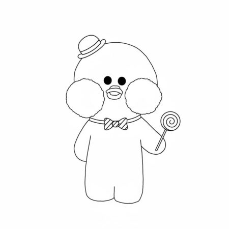 Pato de Papel fofo com pirulito para imprimir