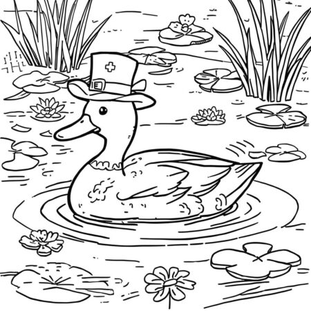 Pato do Lago (Desenho para Colorir)
