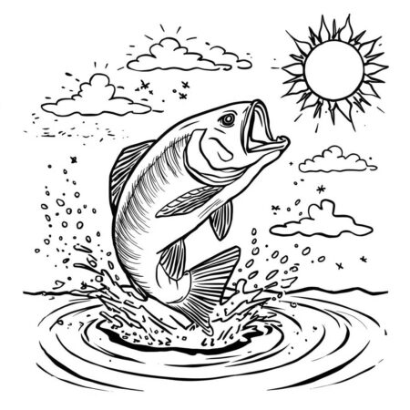 Peixe Jumping Out of Water (Desenho para Colorir)