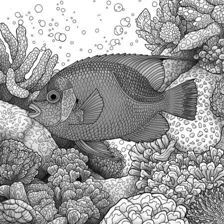 Peixe Realista no Oceano (Desenho para Colorir)