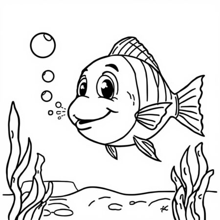 Peixe com Bolhas (Desenho para Colorir)