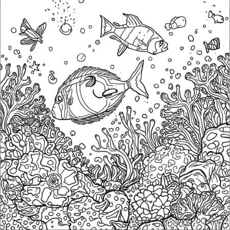 Peixe e Arrecife (Desenho para Colorir)