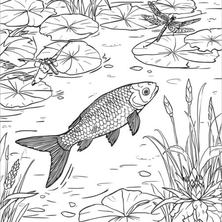 Peixe e Lagoa (Desenho para Colorir)