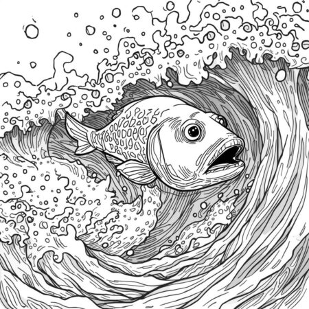 Peixe e Tempestade (Desenho para Colorir)