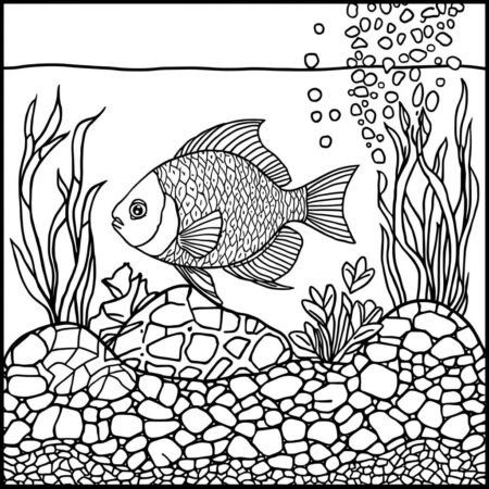 Peixe em um Aquario (Desenho para Colorir)