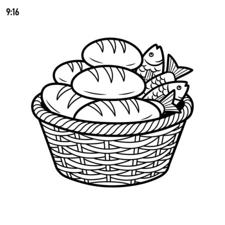 Peixes e Pao (Desenho para Colorir)