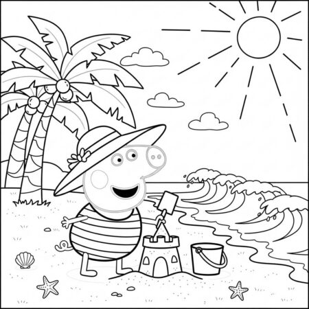 Peppa Pig Dia de Sol (Desenho para Colorir)