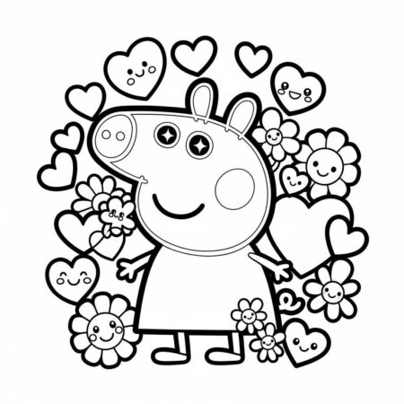 Peppa Pig Estilo Kawaii (Desenho para Colorir)