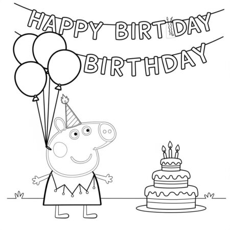 Peppa Pig Festa de Aniversario (Desenho para Colorir)