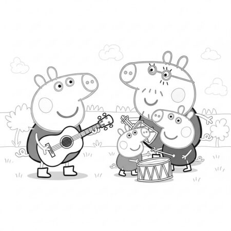 Peppa Pig e a Musica (Desenho para Colorir)