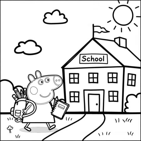 Peppa Pig e a Volta as Aulas (Desenho para Colorir)