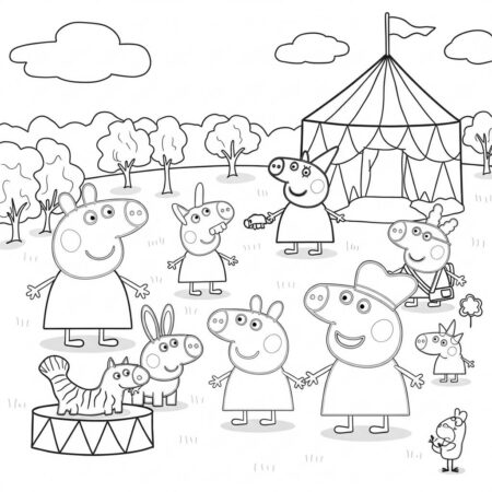 Peppa Pig e o Circo (Desenho para Colorir)