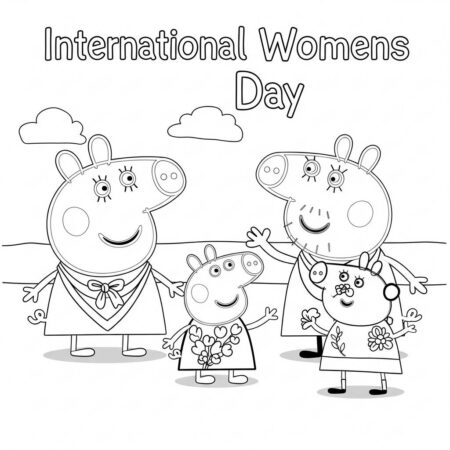 Peppa Pig e o Dia Internacional da Mulher (Desenho para Colorir)
