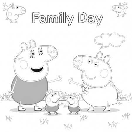 Peppa Pig e o Dia da Familia (Desenho para Colorir)