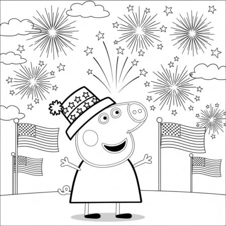Peppa Pig e o Dia da Independencia (Desenho para Colorir)