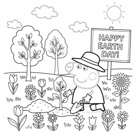 Peppa Pig e o Dia da Terra (Desenho para Colorir)