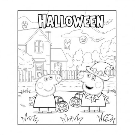 Peppa Pig e o Dia das Bruxas (Desenho para Colorir)