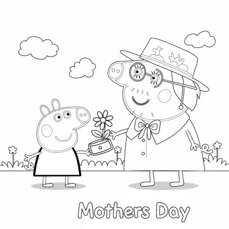 Peppa Pig e o Dia das Maes (Desenho para Colorir)