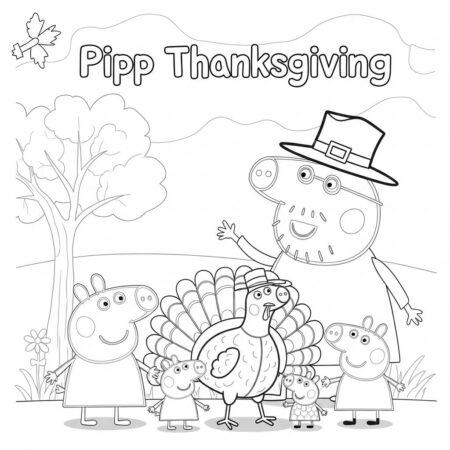 Peppa Pig e o Dia de Acao de Gracas (Desenho para Colorir)