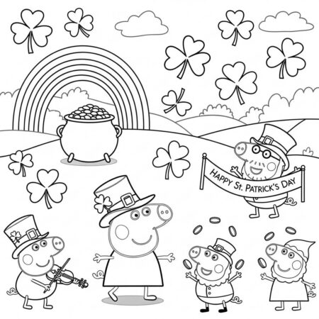 Peppa Pig e o Dia de Sao Patricio (Desenho para Colorir)