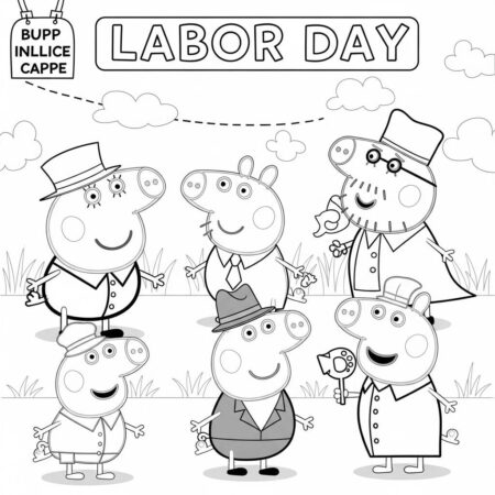 Peppa Pig e o Dia do Trabalho (Desenho para Colorir)