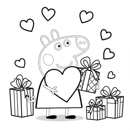 Peppa Pig e o Dia dos Namorados (Desenho para Colorir)