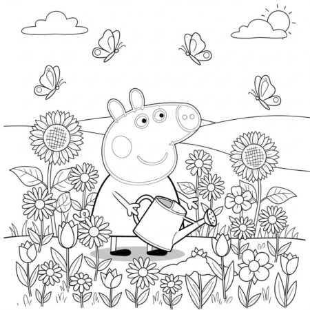 Peppa Pig e o Jardim (Desenho para Colorir)