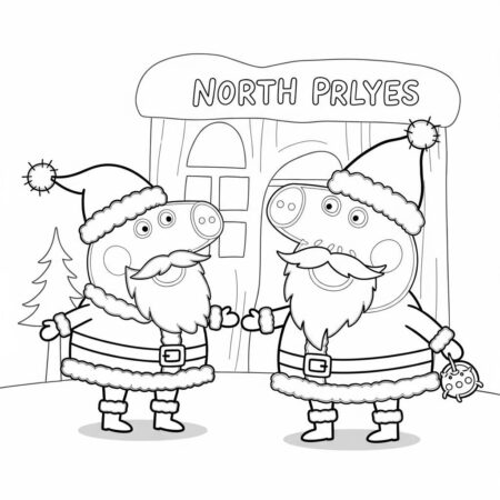 Peppa Pig e o Natal do Polo Norte (Desenho para Colorir)