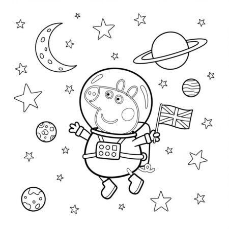 Peppa Pig no Espaco (Desenho para Colorir)