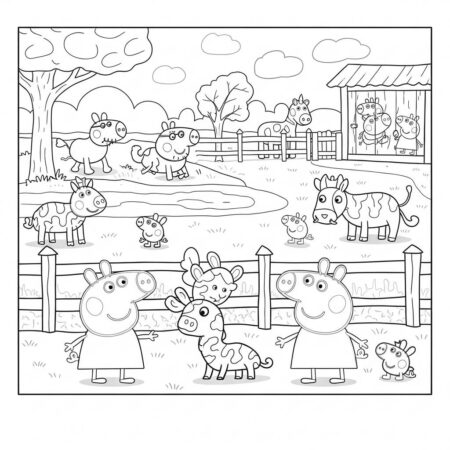 Peppa Pig no Zoologico (Desenho para Colorir)