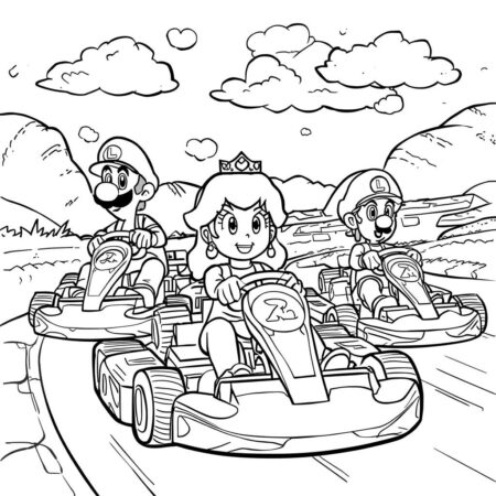 Personagens Mario Kart (Desenho para Colorir)