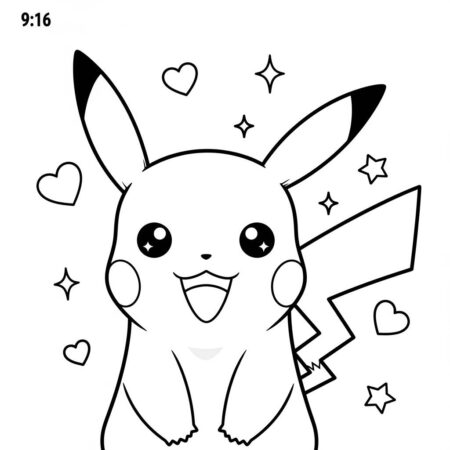 Pikachu Kawaii Estilo (Desenho para Colorir)